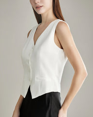 40 Momme Regular Fitted Silk Vest White