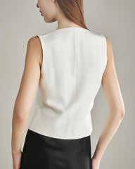 40 Momme Regular Fitted Silk Vest White