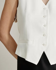 40 Momme Regular Fitted Silk Vest White