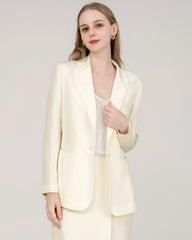 40 Momme Silk Peak Collar Blazer Cream