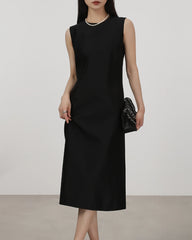 40 Momme Silk Sleeveless Midi Dress Black