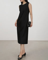 40 Momme Silk Sleeveless Midi Dress Black