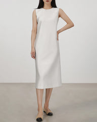 40 Momme Silk Sleeveless Midi Dress Ivory