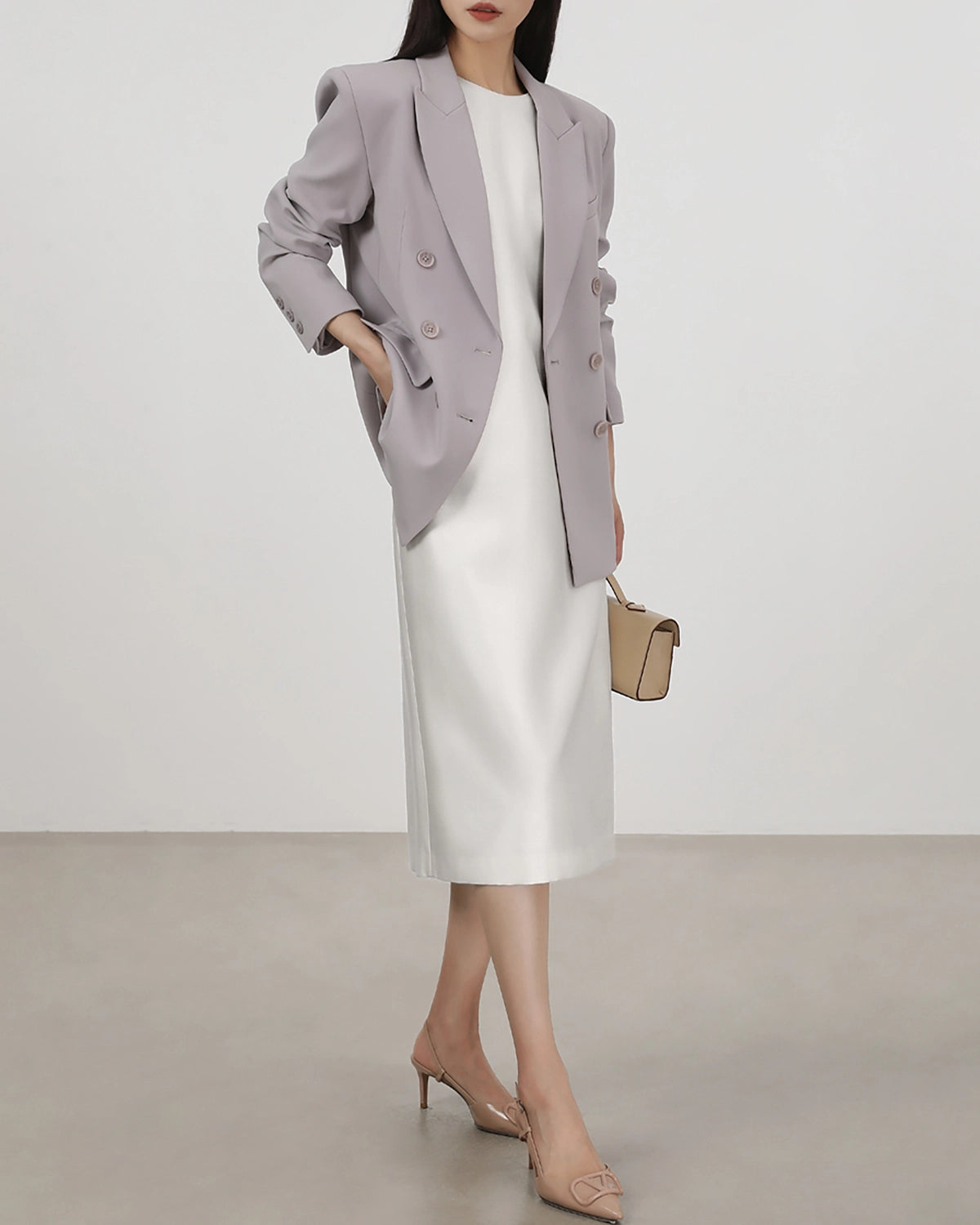 40 Momme Silk Sleeveless Midi Dress Ivory