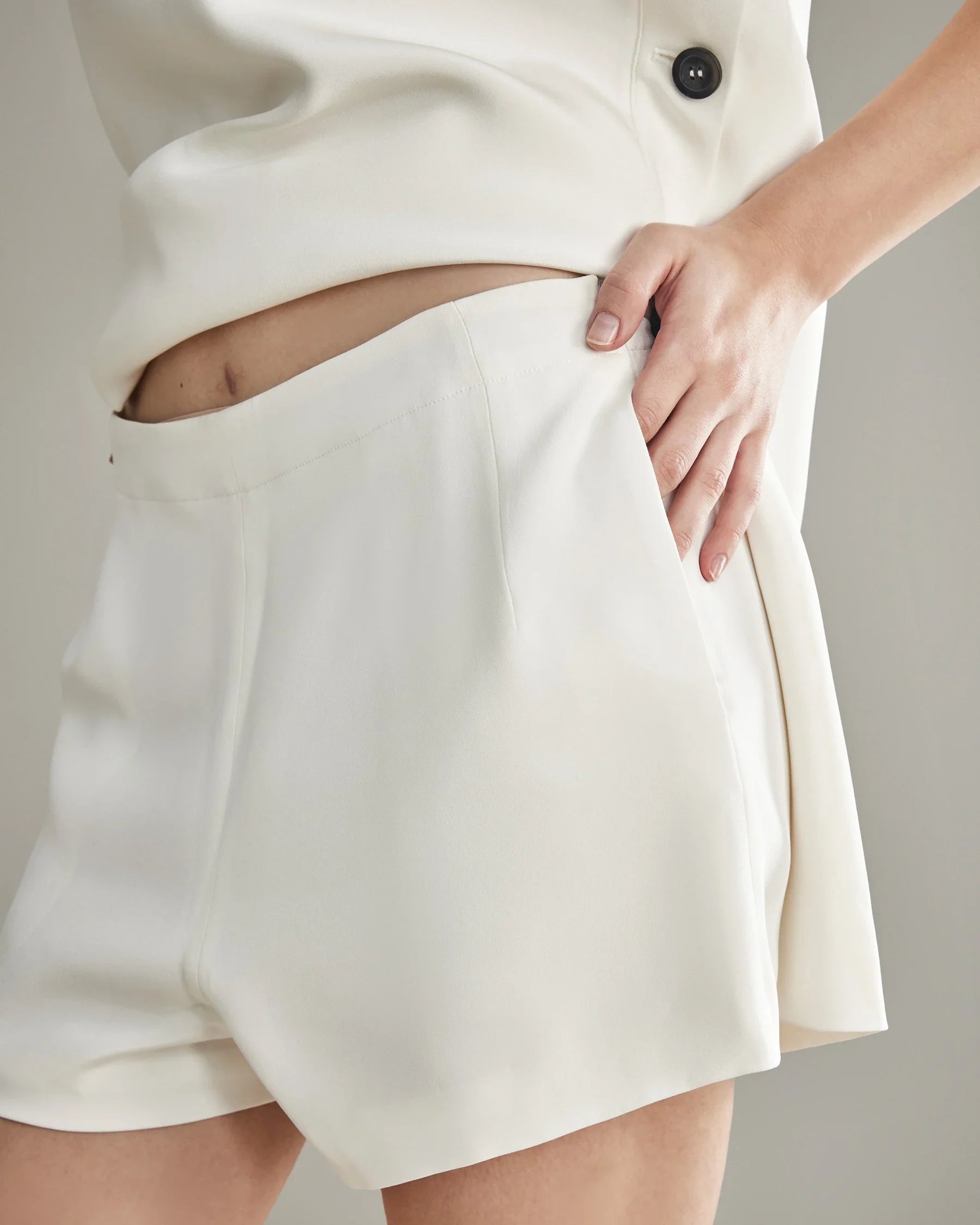 40 Momme Silk Tank Mini Dress and Shorts Set Ivory