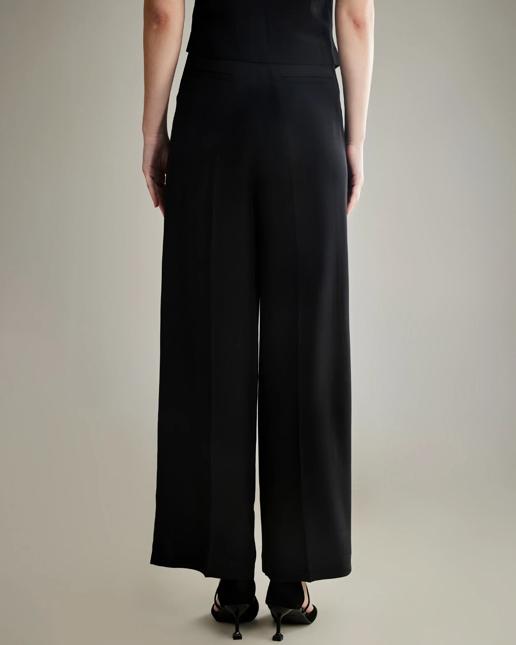 40 Momme Wide Leg Silk Pants Black