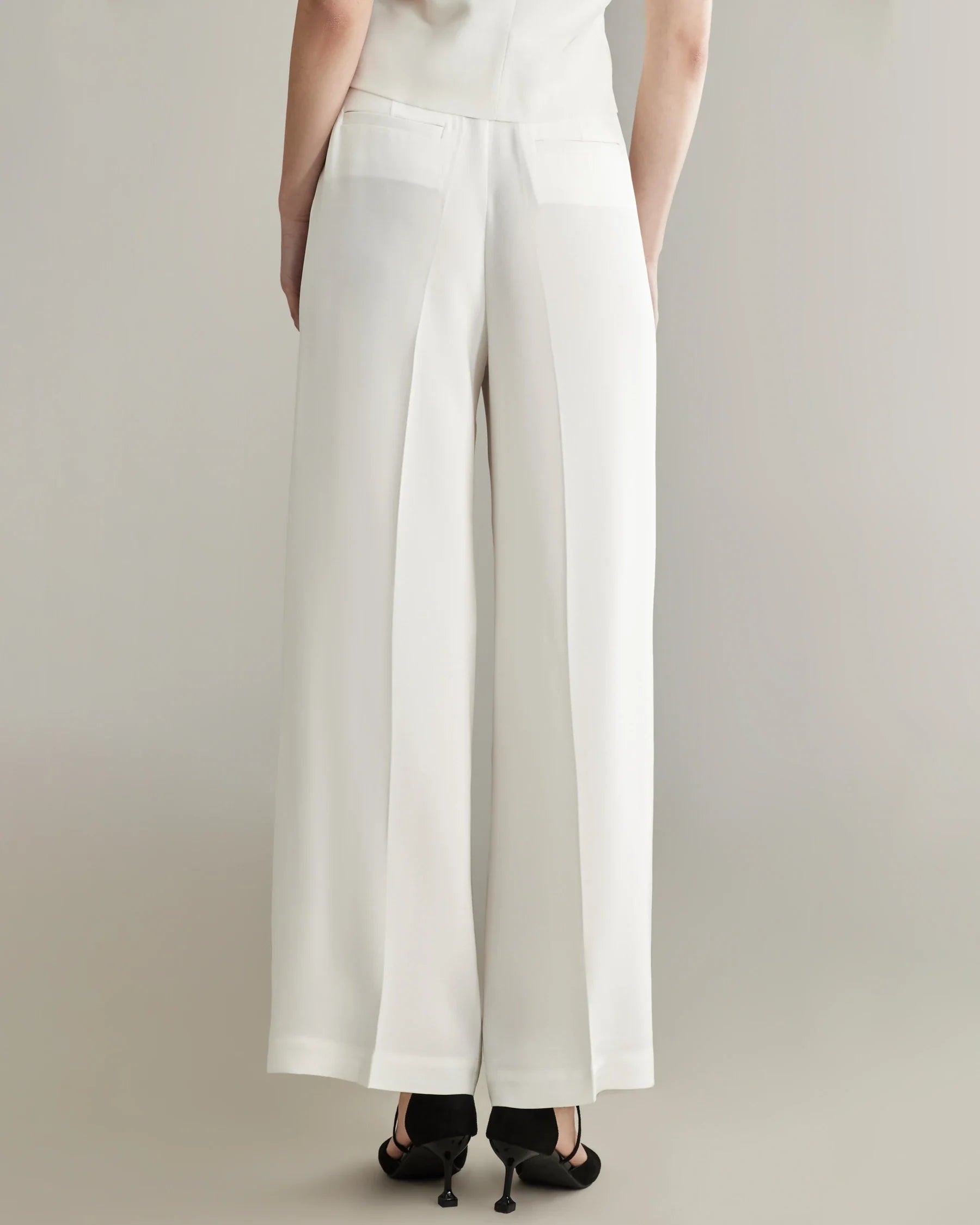 40 Momme Wide Leg Silk Pants White