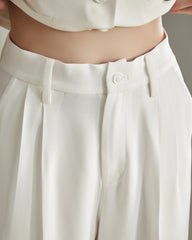 40 Momme Wide Leg Silk Pants White