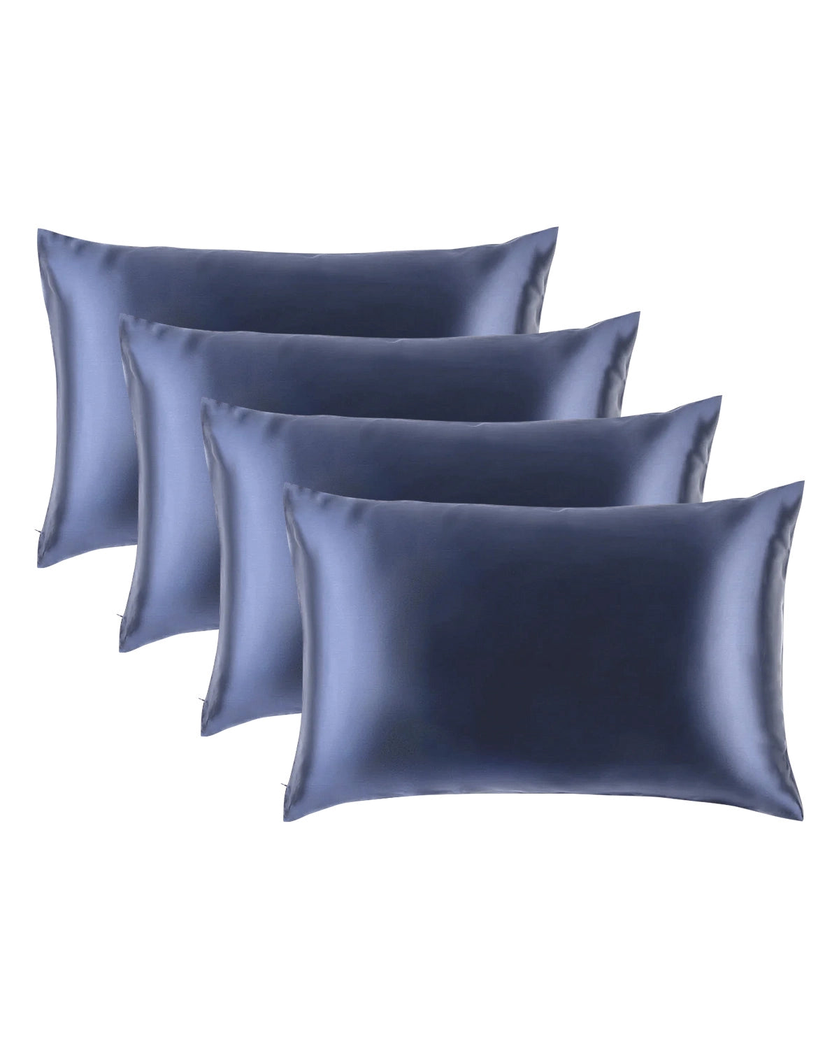 4PCS 19 Momme 100% Silk Pillowcase with Hidden Zipper Dusty Blue