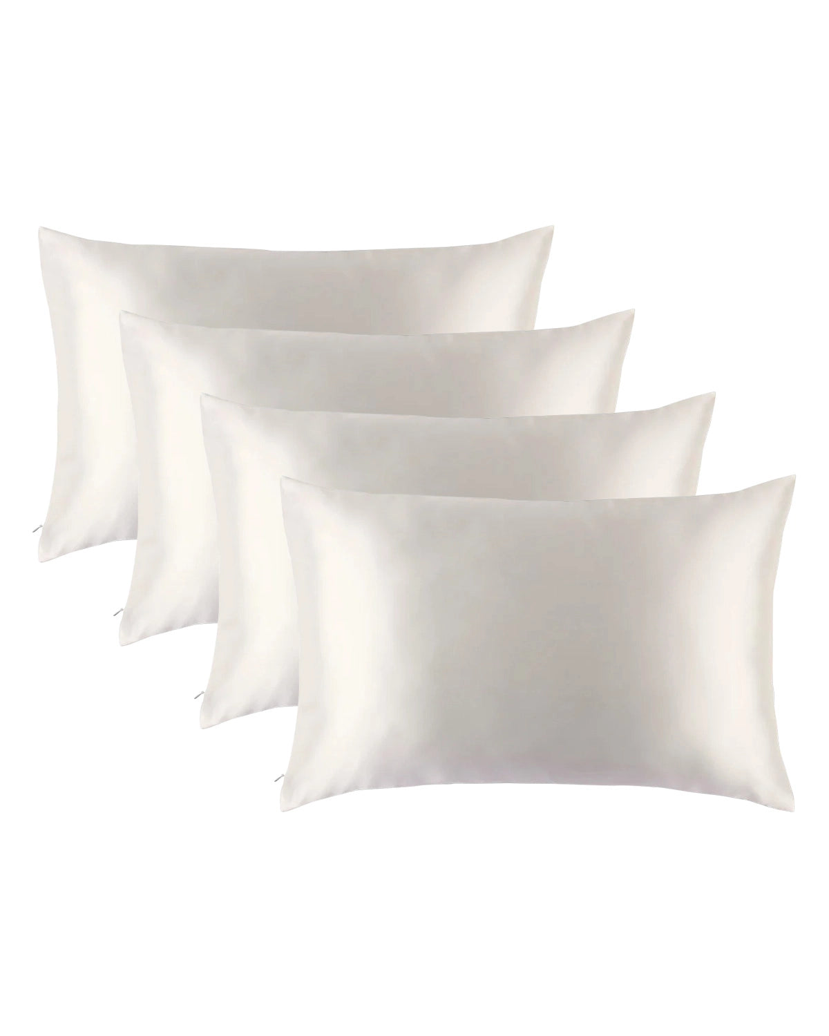 4PCS 19 Momme 100% Silk Pillowcase with Hidden Zipper Ivory