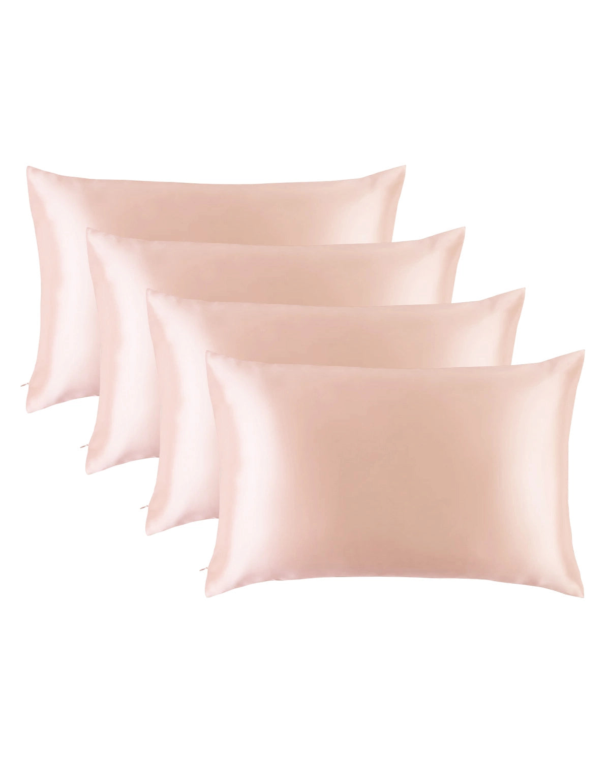 4PCS 19 Momme 100% Silk Pillowcase with Hidden Zipper Pink