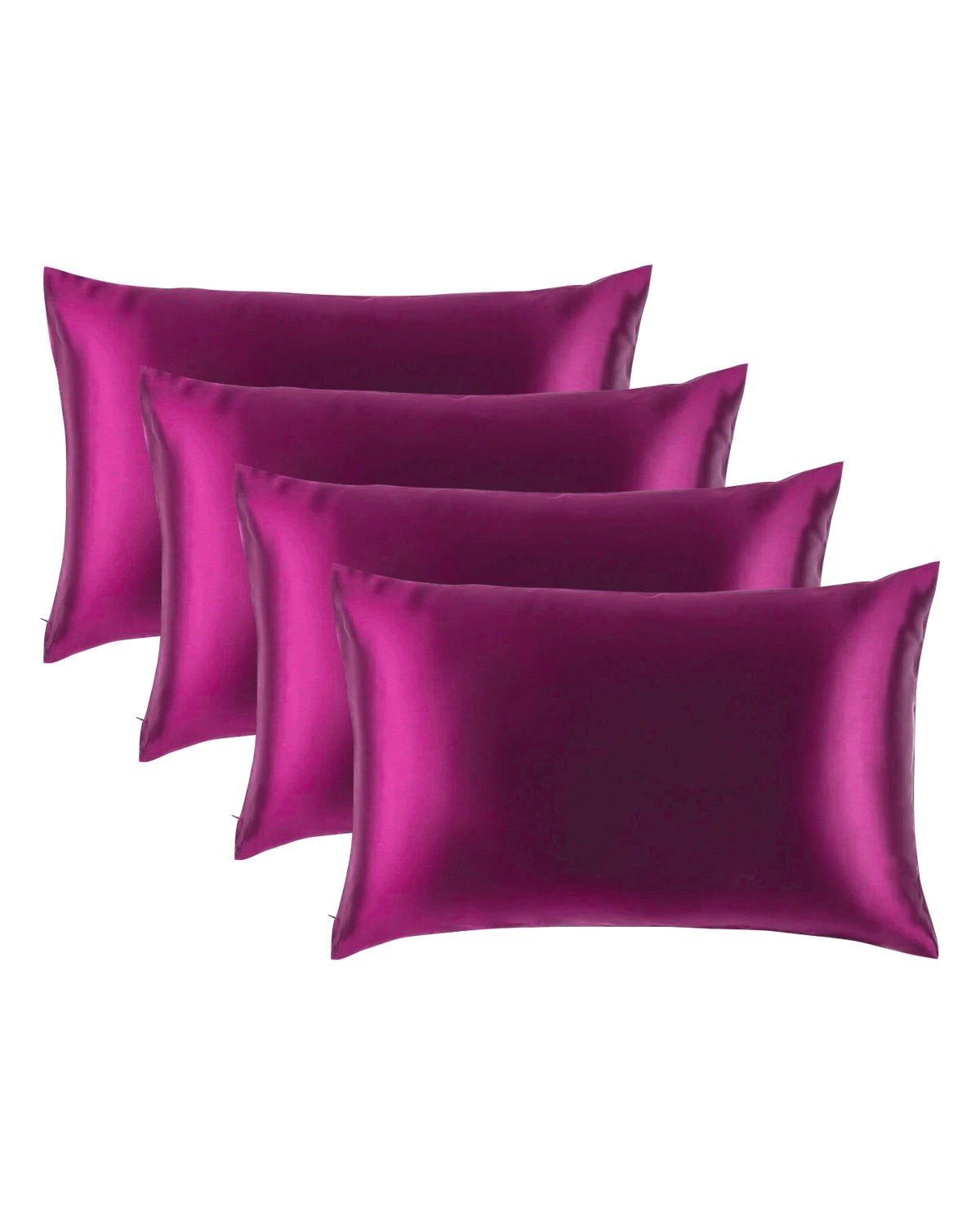 4PCS 19 Momme 100% Silk Pillowcase with Hidden Zipper Purple