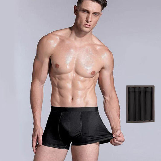 4 Pcs Men's Silk Boxer Briefs Underwear Black