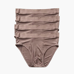 4Pcs Men's Silk Knitted Briefs Brown