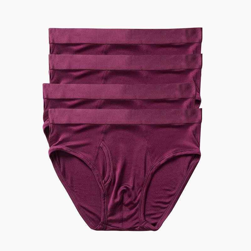 4Pcs Men's Silk Knitted Briefs Red