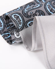 Dark Gray Patched And Printed Pocket Handkerchief