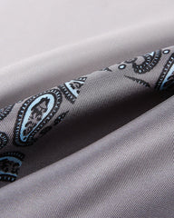 Dark Gray Patched And Printed Pocket Handkerchief