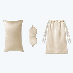 Cushion Eyemask and Storage Bag 3 Pcs Silk Travel Set