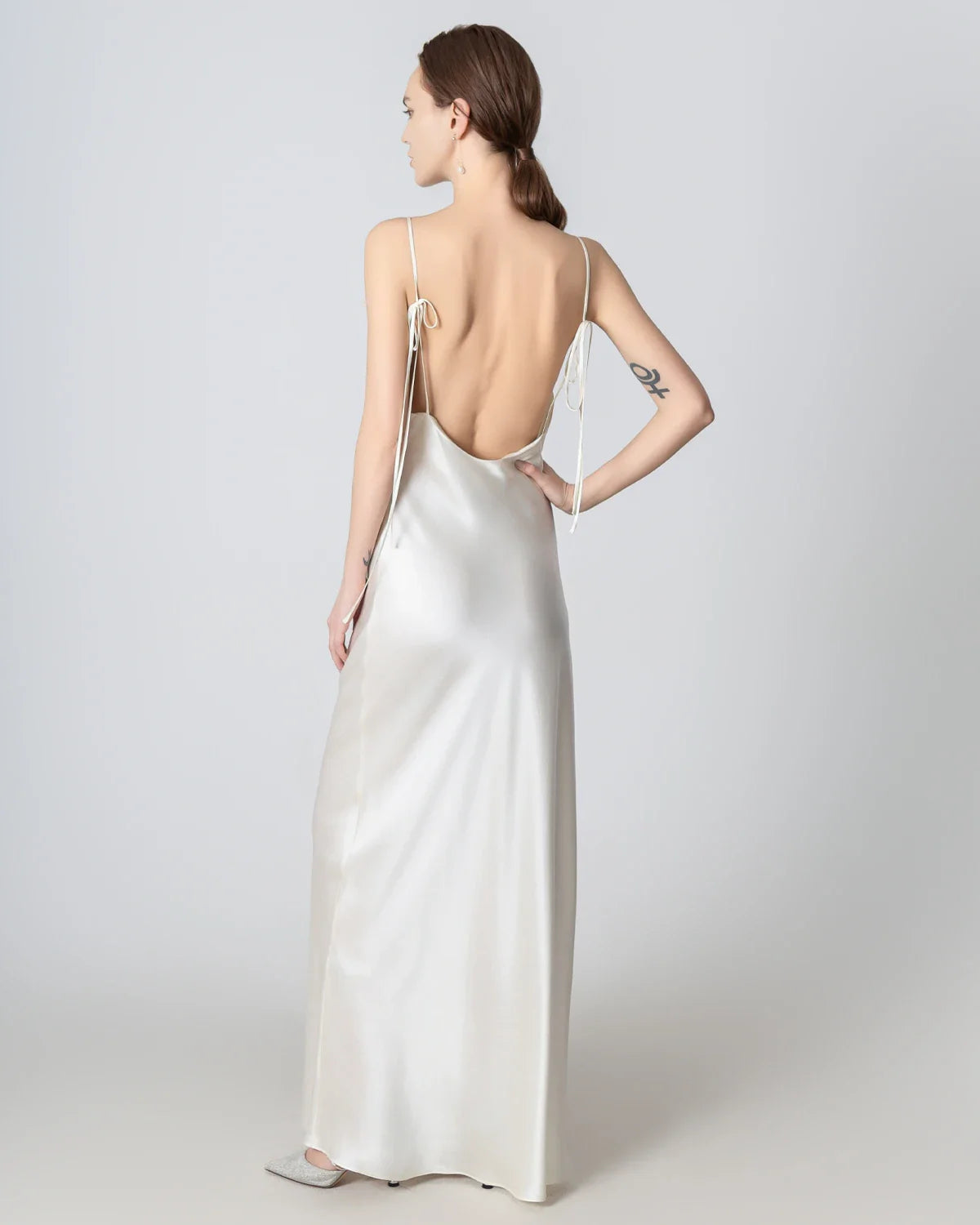 Backless Cami Maxi Silk Dress Cream