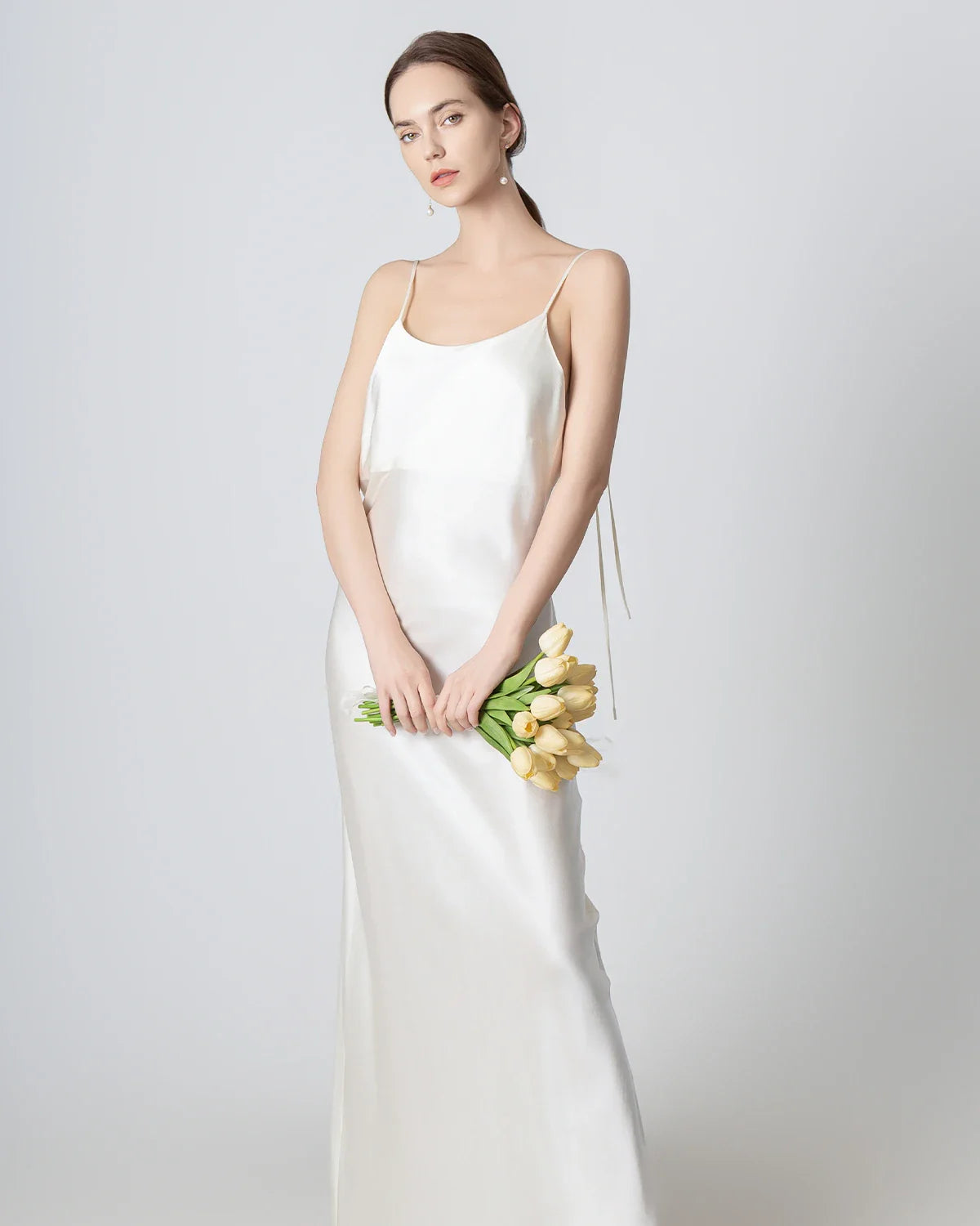 Backless Cami Maxi Silk Dress Cream