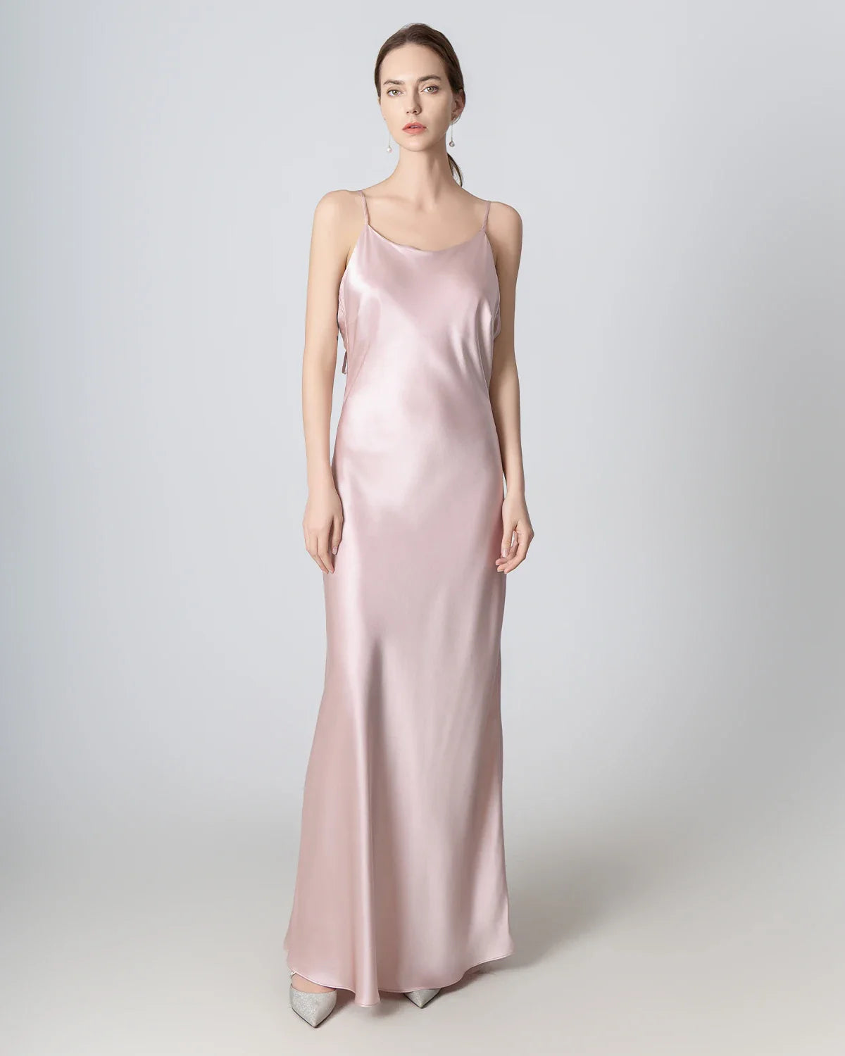 Backless Cami Maxi Silk Dress Rose Pink