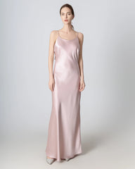 Backless Cami Maxi Silk Dress Rose Pink