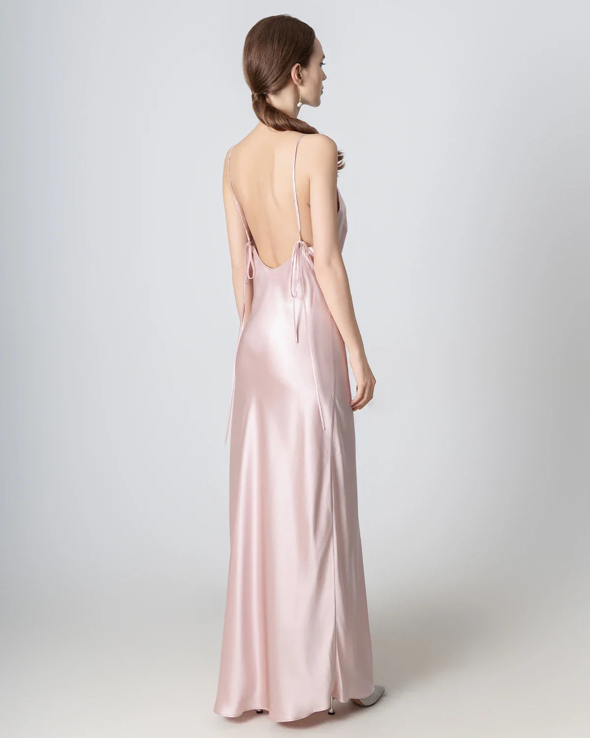 Backless Cami Maxi Silk Dress Rose Pink