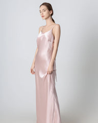 Backless Cami Maxi Silk Dress Rose Pink