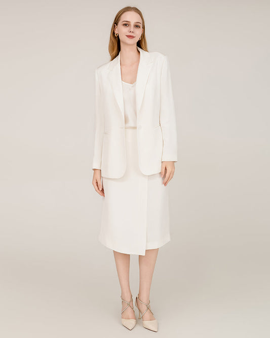 40 Momme Silk Wrap Suit Skirts White