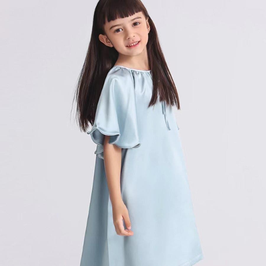 Bat-sleeved Nightdress for Girls Sky Blue