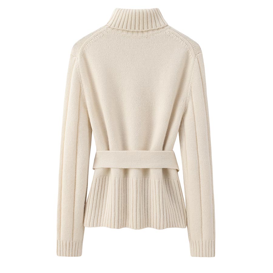 Belted Jumper Cashmere Sweater White