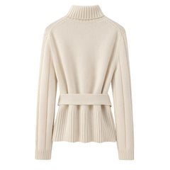 Belted Jumper Cashmere Sweater White