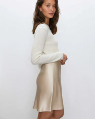 Bias Silk Slip Mini Skirt