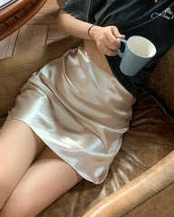 Bias Silk Slip Mini Skirt