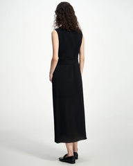 Black Silk Wrap Blazer Midi Dress