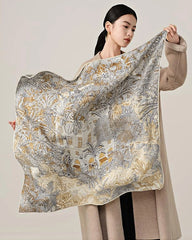 Botanic Print Large Silk Scarf