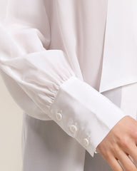 Bow-tie Neck Silk Blouse White