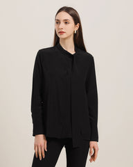 Bow-Tie Silk Shirt for Women Black