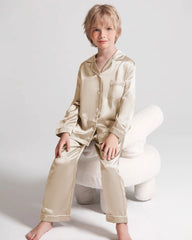 Boys Long Sleeve Silk Pajamas Set