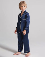 Boys Long Sleeve Silk Pajamas Set