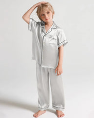 Boys Short Sleeve Silk Pajamas Set