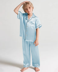 Boys Short Sleeve Silk Pajamas Set