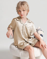 Boys Short Sleeve Silk Pajamas with Shorts