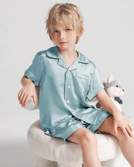 Boys Short Sleeve Silk Pajamas with Shorts