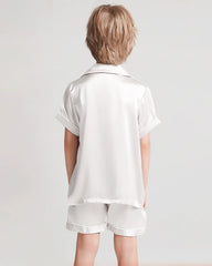 Boys Short Sleeve Silk Pajamas with Shorts