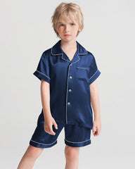 Boys Short Sleeve Silk Pajamas with Shorts