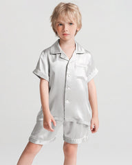 Boys Short Sleeve Silk Pajamas with Shorts
