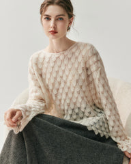 Breathable Silk Cashmere Crew Neck Pullover Sweater