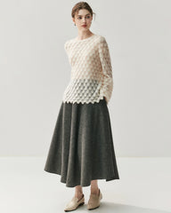 Breathable Silk Cashmere Crew Neck Pullover Sweater