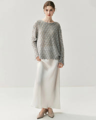 Breathable Silk Cashmere Crew Neck Pullover Sweater